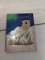 Магнит металлографика "Белые мишки", размер 4.5*5.8 см