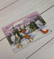 Магнит винил  "Авторские рисунки М. Окулич : Дружеская лыжня Мурманск", размер: 10*7см