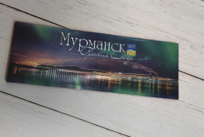 Магнит металлографика "Залив - северное сияние", размер 7*14см