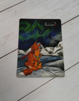 Магнит винил  "Авторские рисунки М. Окулич : Северное сияние в Хибинах", размер: 10*7см