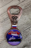 Магнит- открывашка "Ледокол Ленин" металл, цвет медь
