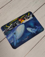 Магнит винил  "Авторские рисунки М. Окулич : Встреча с китами Териберка", размер: 10*7см