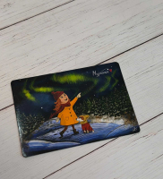 Магнит винил  "Авторские рисунки М. Окулич : Северное сияние в Тундре - Мурманск", размер: 10*7см