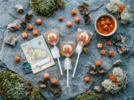 Карамель на палочке без сахара со вкусом морошки (сублимированная ягода) — северный сувенир из Мурманска